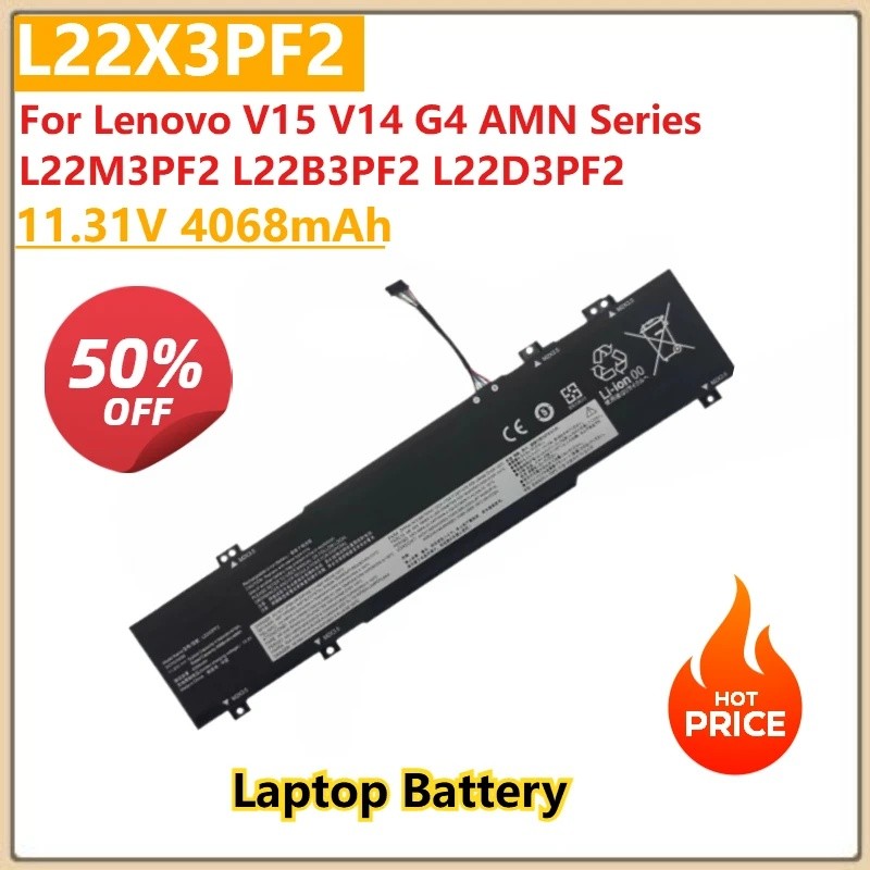 สําหรับ Lenovo V15 V14 G4 AMN Series L22M3PF2 L22B3PF2 L22D3PF2 ใหม่เปลี่ยนแบตเตอรี่แล็ปท็อป 11.31V 