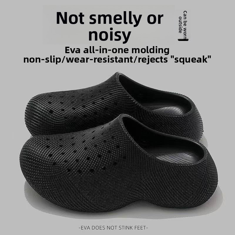 3D Texture Mens One- Piece Molding Hole รองเท้าหนา Soled Shit-Stepping Breathable Beach ขับรถสบายๆทราย