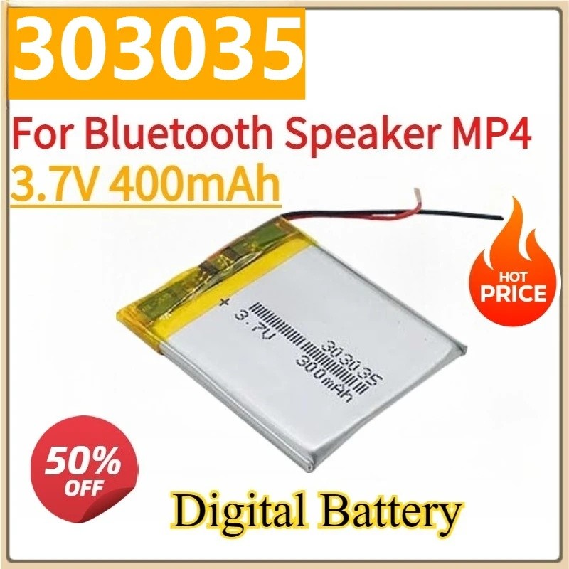 แบตเตอรี่ดิจิตอลใหม่ 303035 3.7V 400mAh 803035 903035 103035 สําหรับลําโพงบลูทูธ MP4 ลิเธียมไอออนแบบ