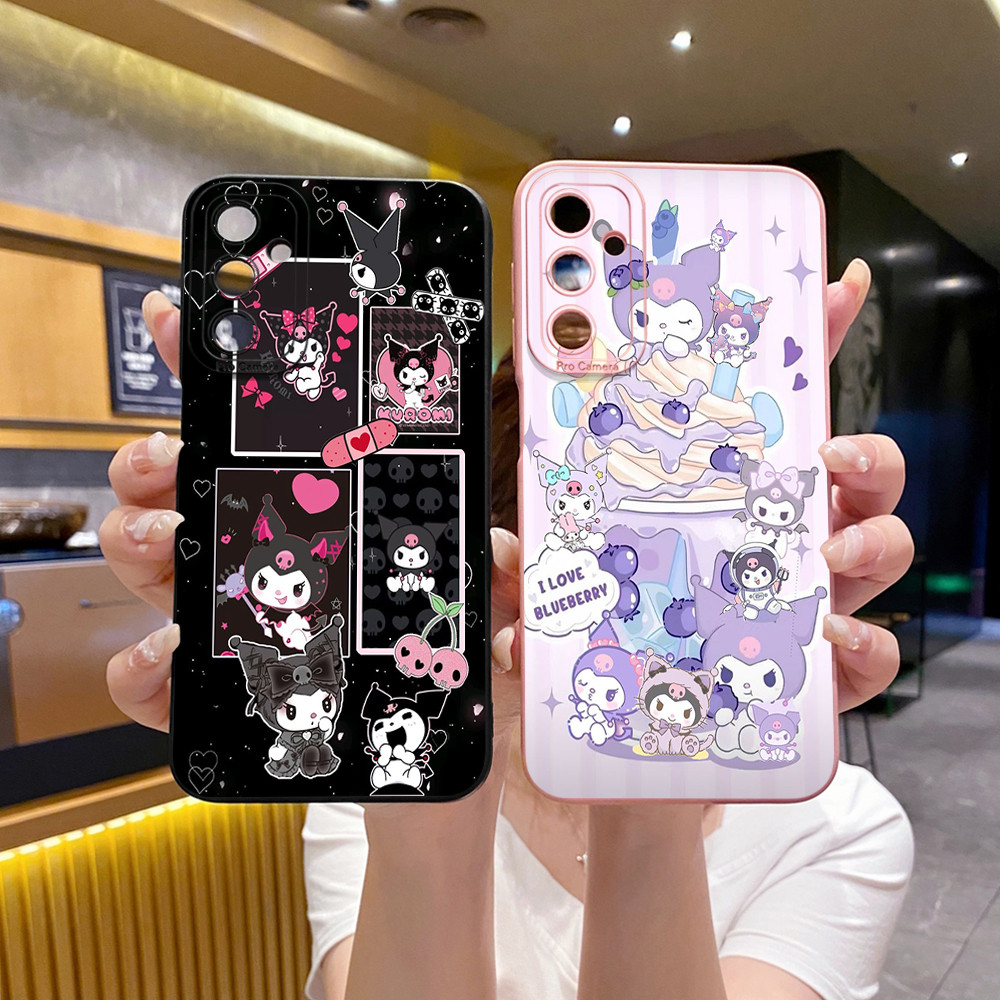 เข้ากันได้กับ Samsung Galaxy A24 A11 A02S A71 A72 A03 A04E เค้ก Kuromi กรณีฝาครอบป้องกันเลนส์