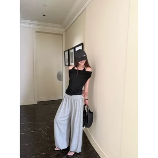 ❤ 🧵 🇰🇷 W10410 กางเกงทรงบอลลูนที่ใส่แล้วไม่อยากถอด! ผ้านิ่ม พริ้ว เบาสบาย เอวยางยืดสูง แฟชั่นเกาหลี TAG WG.WE 🧡