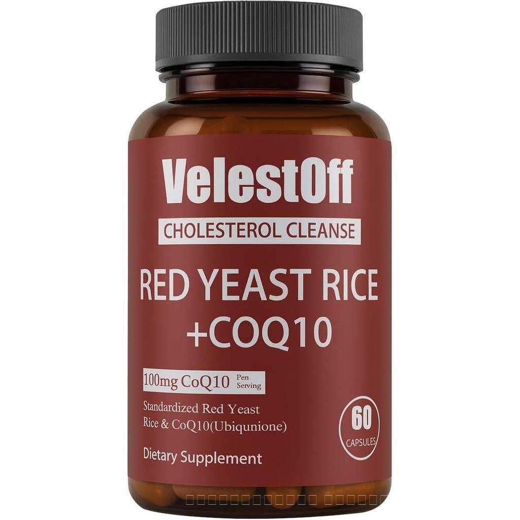 Velestoff Red Koji Rice Coenzyme Q10 Cholesterol Purifier Red Koji Rice Cholesterol Support Mix, Nat