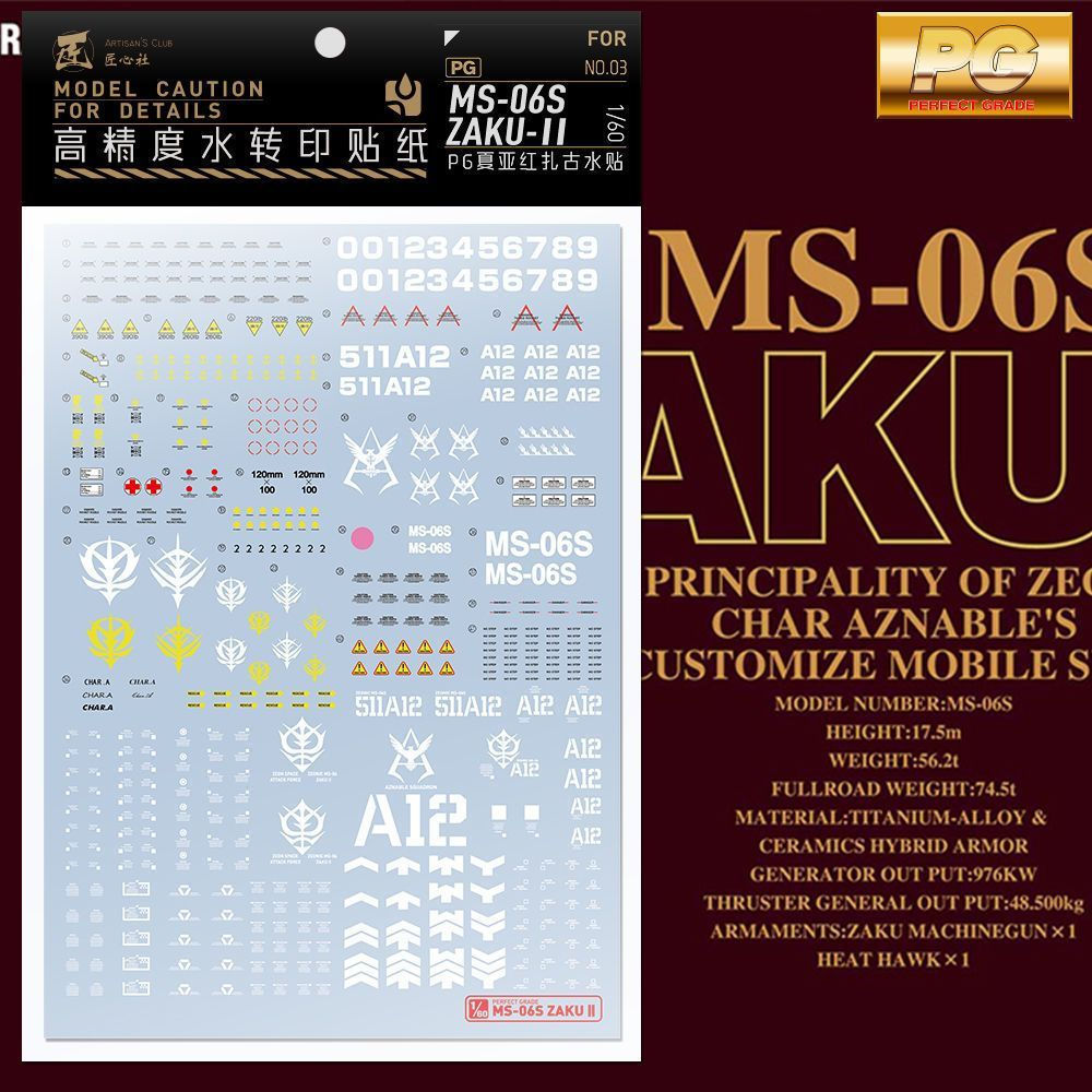 คําแนะนําขายร้อน PG 1/60 Char Dedicated Zaku 2 สีแดงพร้อมสติกเกอร์น้ําเฉพาะสามความแม่นยําสูง [คลับทั