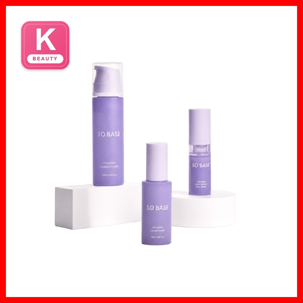 [so base] โทนเนอร์คอลลาเจน + เซรั่ม + ครีม ชุดสกินแคร์ต่อต้านวัย 3 ชิ้น / ชุดคอลลาเจนเกาหลี by NUBOR