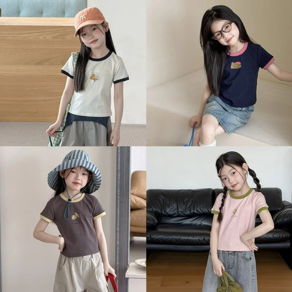PRETTY BABY เสื้อเด็ก เสื้อยืดคอกลม เสื้อแขนสั้น ลายน้องสัตว์ (2343)