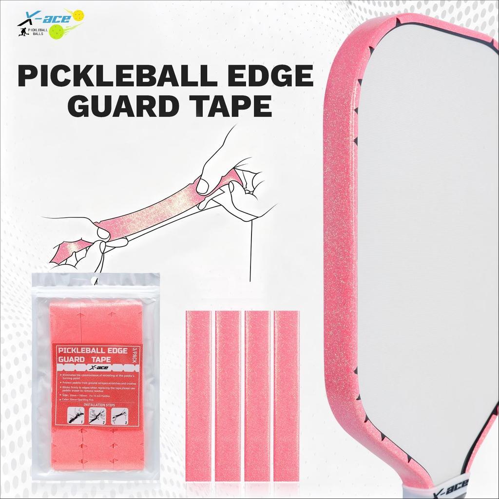 X-ACE Pickleball Paddle Edge Guard เทป 3 ชิ้น, 16 มม.ไม้ป้องกันหัว, Anti Scratch ทนต่อการสึกหรอกรอบเทปป้องกันสําหรับ Pickleball Racket