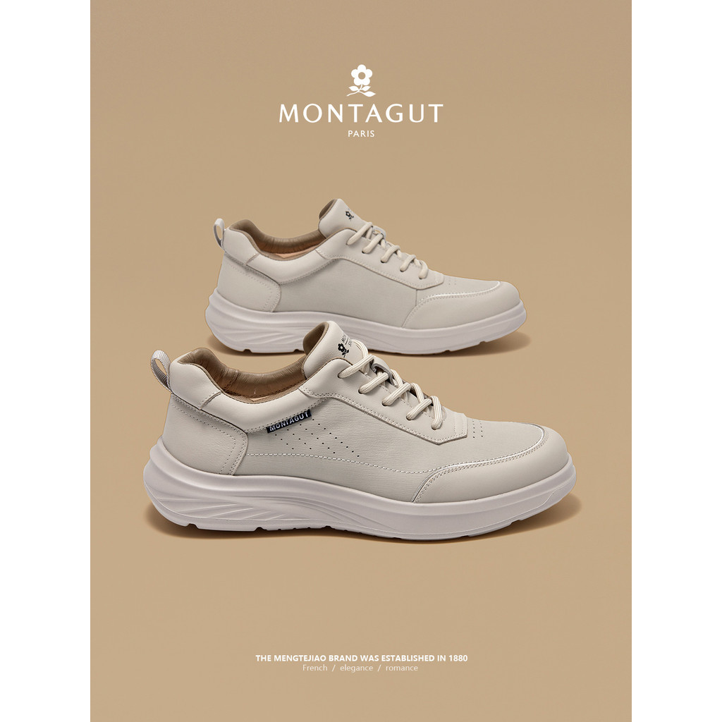 Montagut 2026 รองเท้าผู้ชายสไตล์ใหม่ของแท้หนังยี่ห้อรองเท้าสบายๆ First Layer Cowhide High-End ธุรกิจ