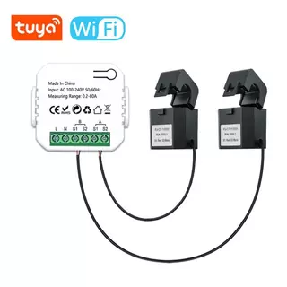 Tuya Smart Life WiFi เครื่องวัดพลังงานดิจิตอล 80A พร้อมเซ็นเซอร์หม้อแปลงปัจจุบัน Clamp App