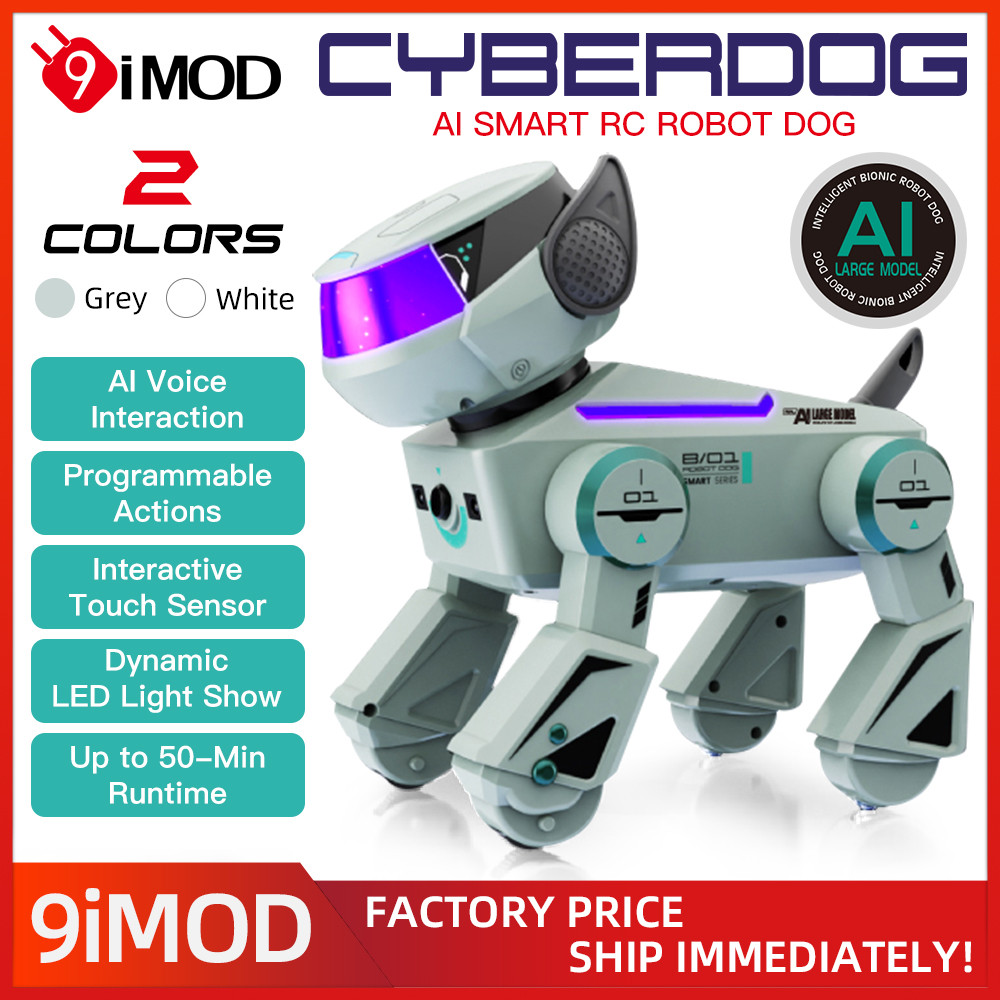 9IMOD 2.4G AI Robot Dog Programmable Stunt Toy, Voice Interactive Multilingual LED Light, Educationa