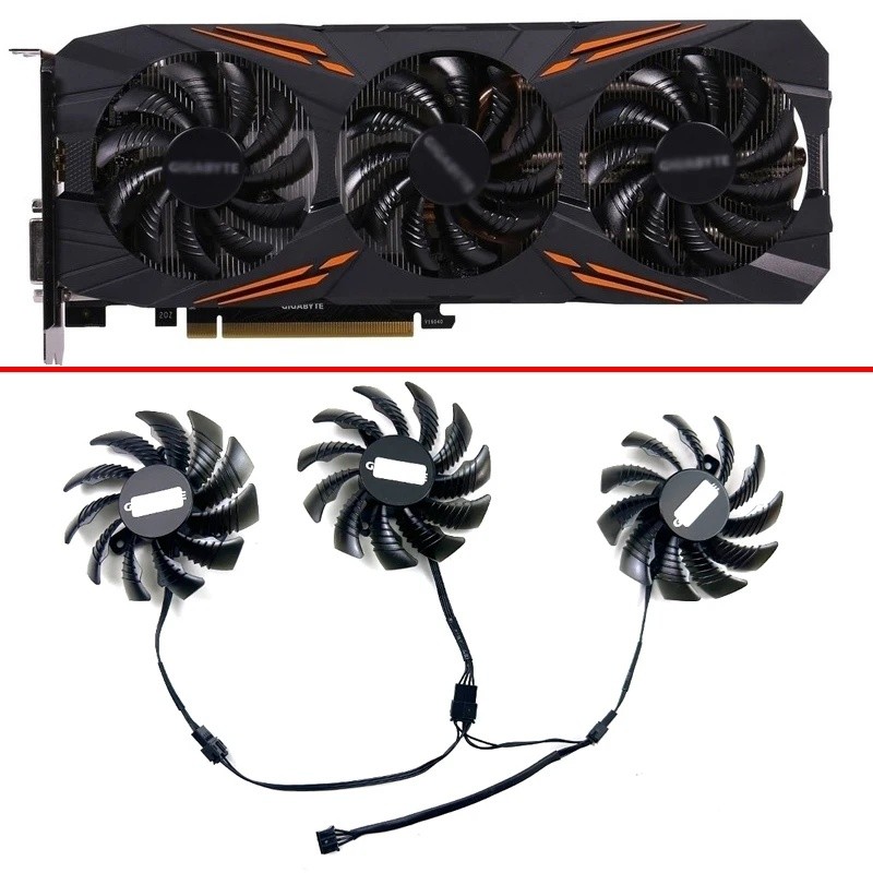 *พัดลมระบายความร้อนใหม่ 75 มม. 4pin T128010SU PLD08010S12HH สําหรับ GIGABYTE AORUS GTX 1080 1080Ti 1