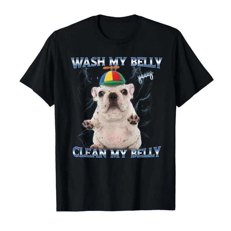 Unisex Pibble Wash Clean My Belly ตลก Meme เสื้อยืดสําหรับผู้ชายผู้หญิงผ้าฝ้าย 100% T เสื้อแขนสั้น P