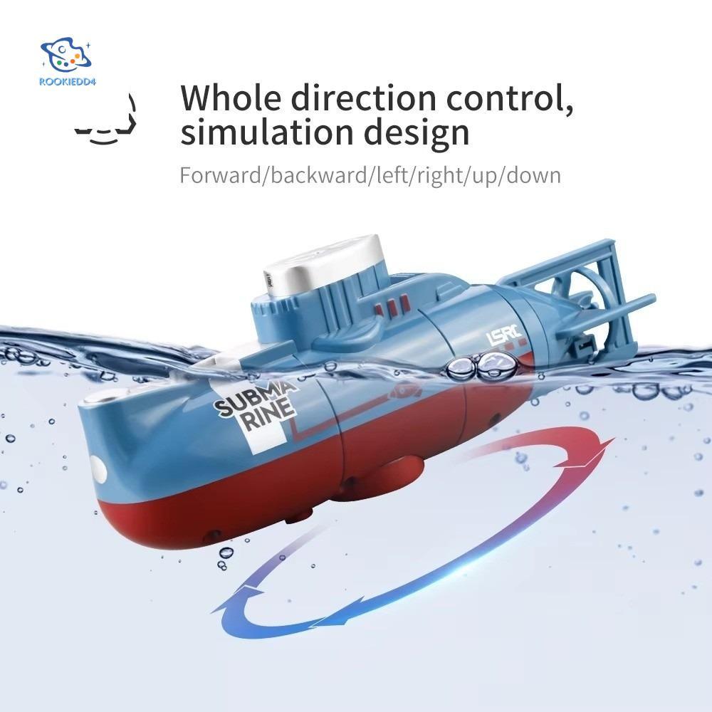 ROOKIEDD4 Mini RC Submarine, จําลองกันน้ํารีโมทคอนโทรลเรือ, MINI RC ของเล่นดําน้ําฟังก์ชั่น Mini ขนา