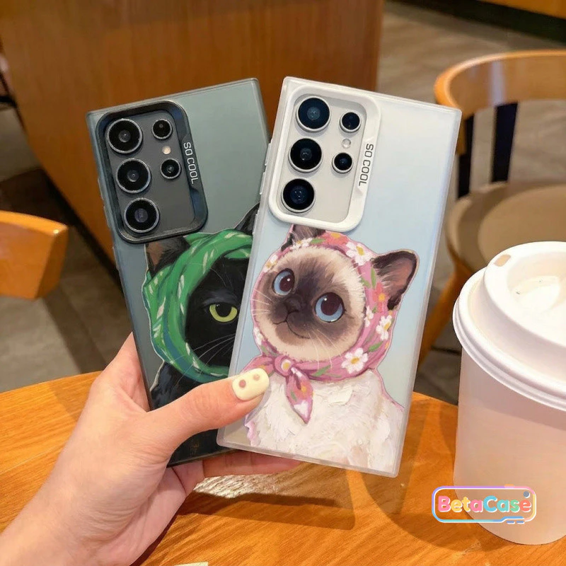 เคสโทรศัพท์ Samsung Galaxy S25/S25U/S24/S24U/S23/S23U ลายแมวคู่รักขาวดำ น่ารัก เคสแฟชั่นป้องกันรอย