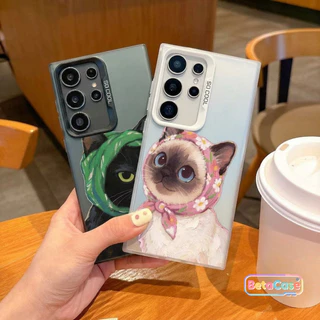 เคสโทรศัพท์ Samsung Galaxy S25/S25U/S24/S24U/S23/S23U ลายแมวคู่รักขาวดำ น่ารัก เคสแฟชั่นป้องกันรอย