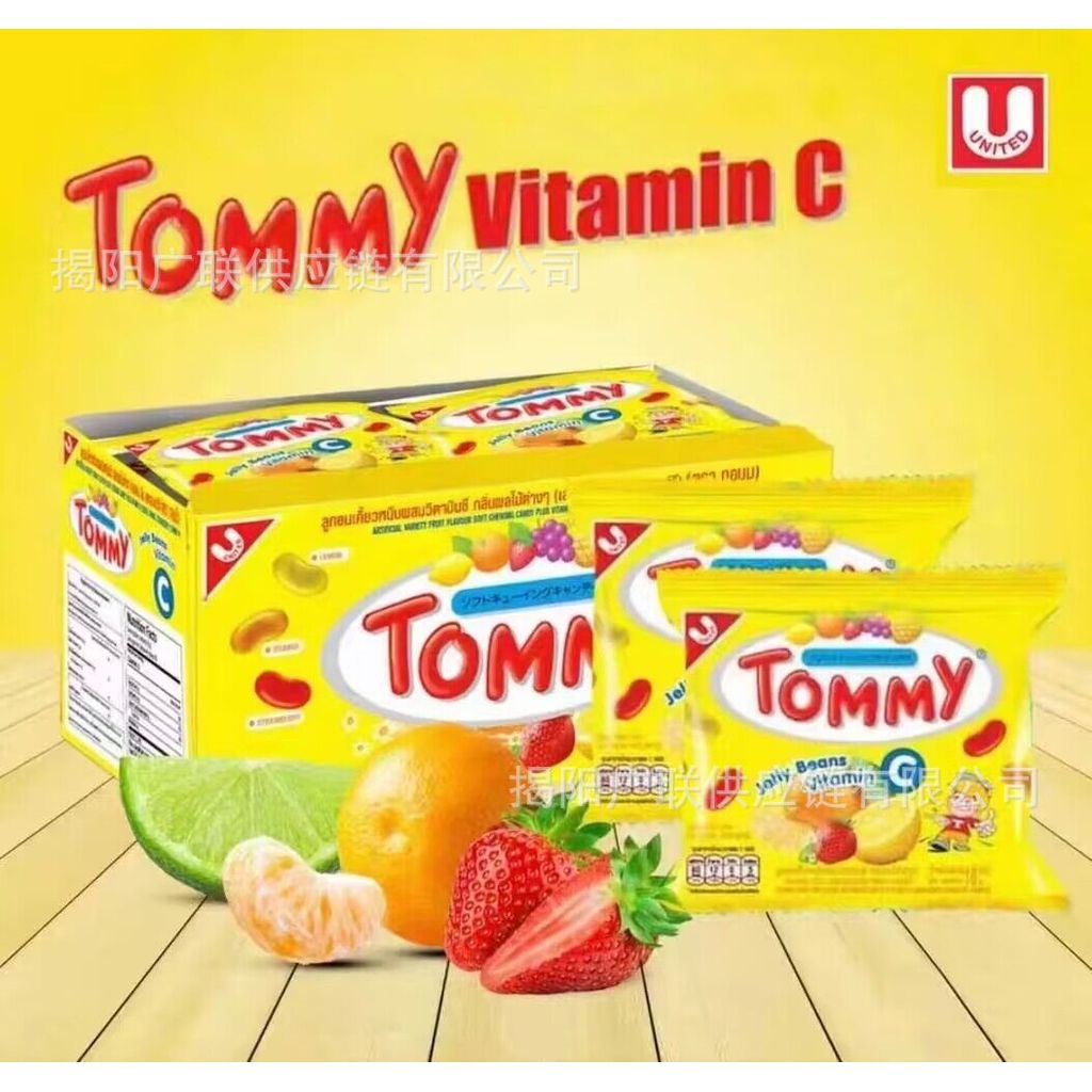 ประเทศไทยนําเข้า TOMMY วิตามินซีผลไม้เยลลี่เม็ดมะม่วงหิมพานต์ Gummy Candy ขนมเด็ก Candy 0g A Candy 2