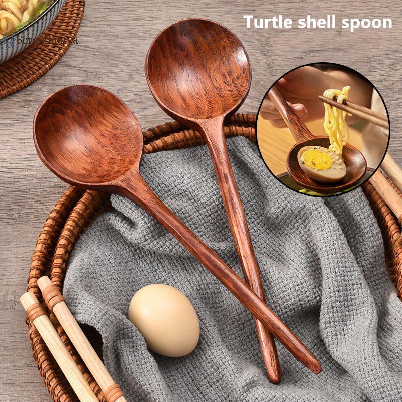 SEE ด้ามยาว Ramen ช้อนไม้ครัวญี่ปุ่นอุปกรณ์ทําอาหารบนโต๊ะอาหารเสิร์ฟ Tablespoons บ้านซุปขนาดใหญ่ Ladle TH