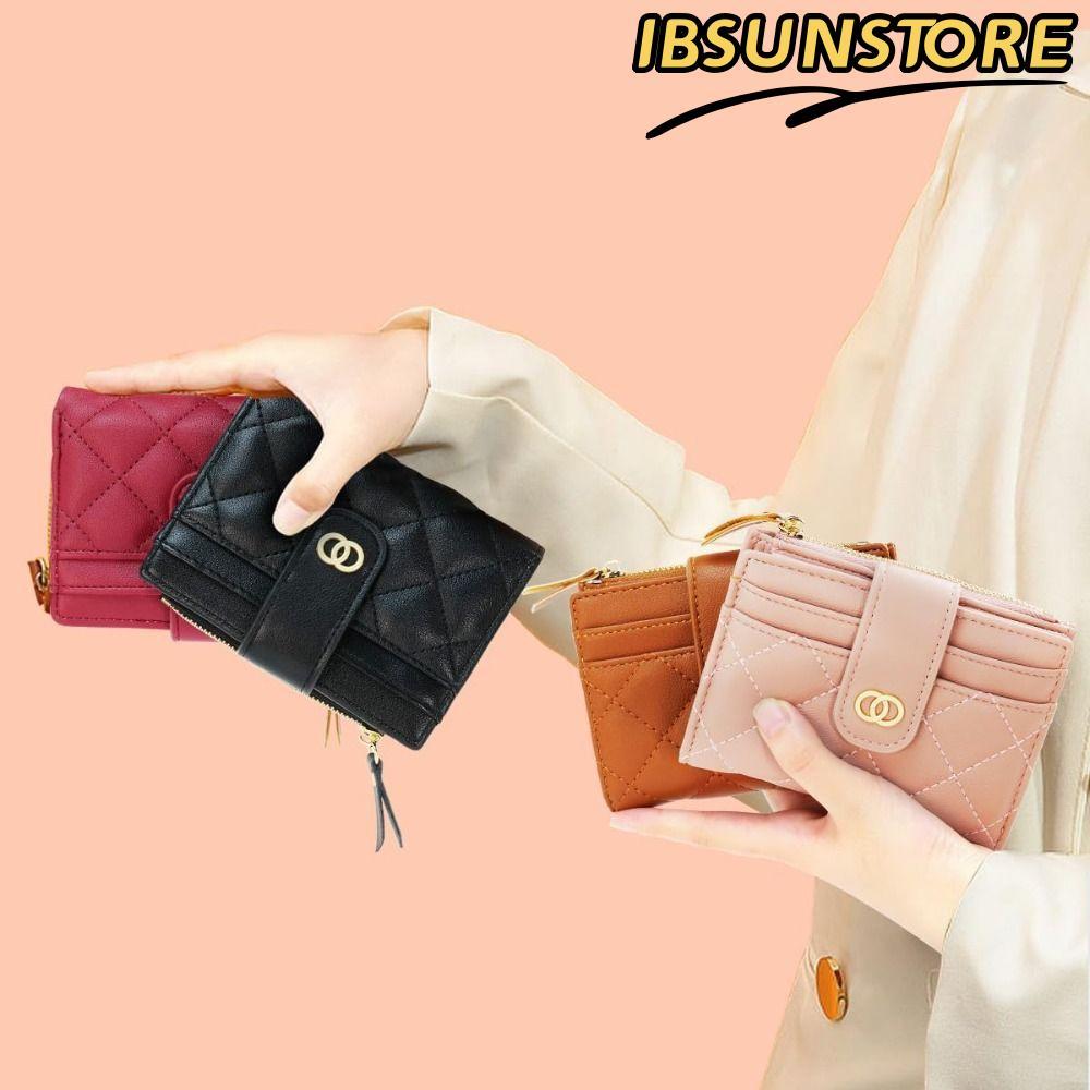 ไอบีซันสโตร์ ผู้ถือบัตรเครดิต,ซิปสีทึบผู้หญิงกระเป๋าสตางค์,คลาสสิกหนังปู่กระเป๋าเงินกระเป๋าพับขนาดเล็กสตางค์