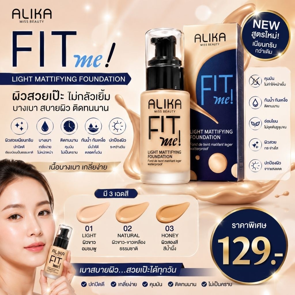 รองพื้น เนื้อแมต FIT me! มี3เฉดสีให้เลือก
