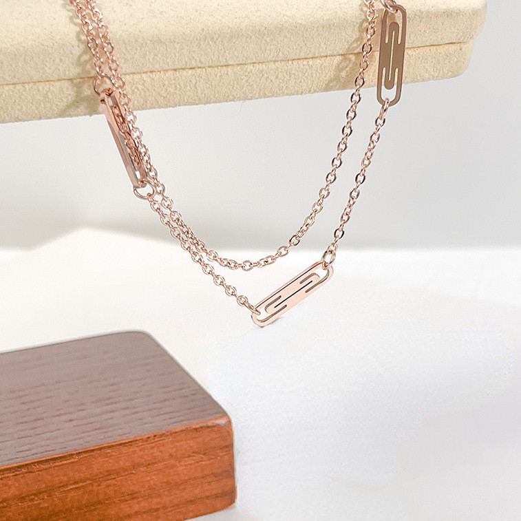 Simple Paperclip Anklet Rose Gold Titanium Steel Anklet Beach Anklet Female Non-Fade