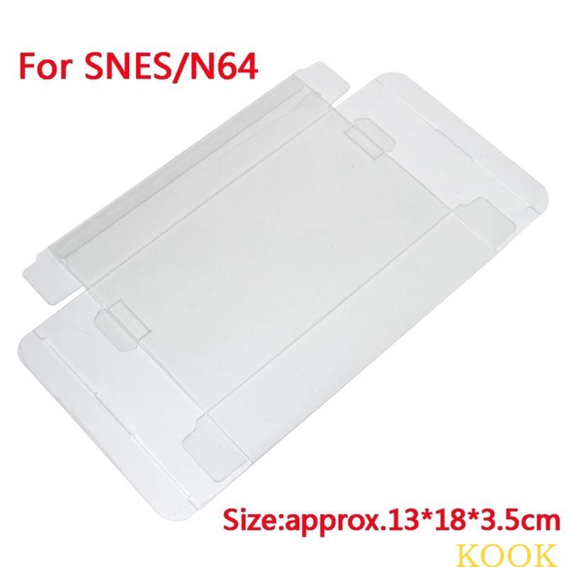 KOOK Clear Transparent Protector Case CIB Games กล่องพลาสติก PET สําหรับ SNES N64 กล่องเกม