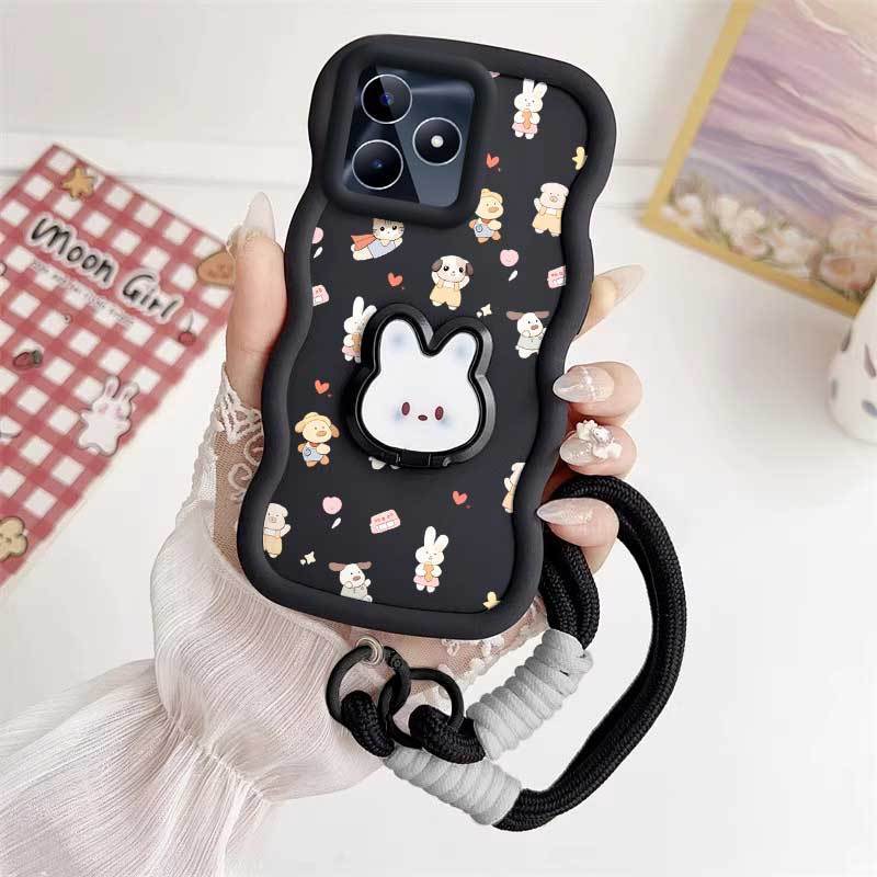 สําหรับRealme C51s/C51/C55/C53 (India)/C53 Cover 3pcs ( Happy Duckเคสโทรศัพท์ + Lanyard + ขาตั้งกระต