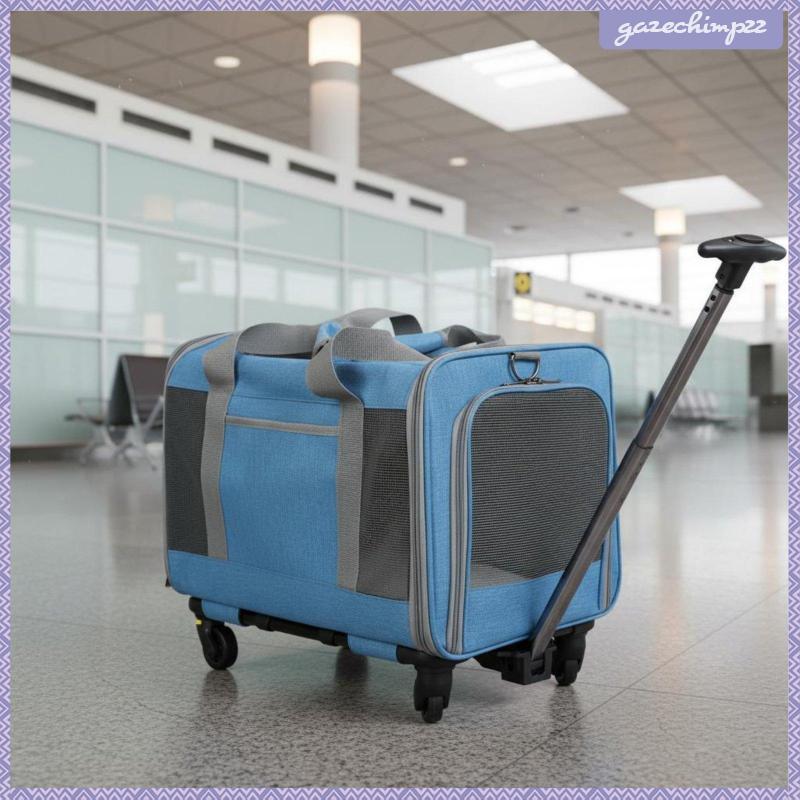 [Gazechimp] Rolling Cat Carrier Suitcase Large Capacity Cat Carrier with Grey
