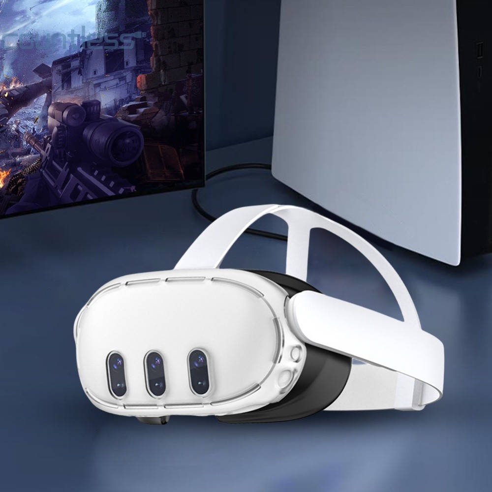ฝาครอบด้านหน้าโปร่งใส Anti-Scratch PC VR เกราะป้องกันด้านหน้า Anti Shock สําหรับ Meta Quest 3