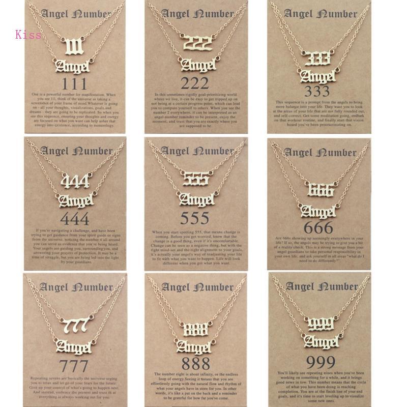 จูบ 2ชิ้นประณีตแองเจิลจํานวนสร้อยคอที่ไม่ซ้ํากันเค้นคอเครื่องประดับโซ่111 222 333 444 777สร้อยคอสร้อ