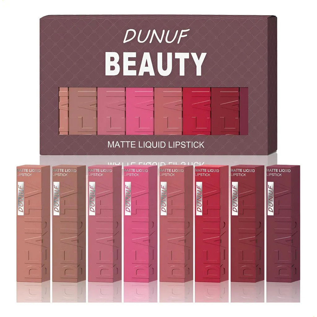 L Dunuf ชุดลิปสติกเนื้อแมทกันน้ํา 8 ชิ้น/wpk WQ5P