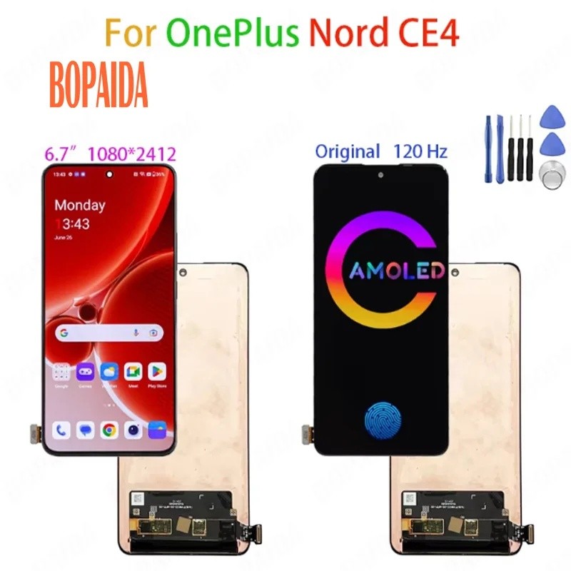 Original 6.7 "AMOLED สําหรับ OnePlus NordCE 4 Nord CE 4 จอแสดงผล LCD Touch Screen Digitizer Assembly