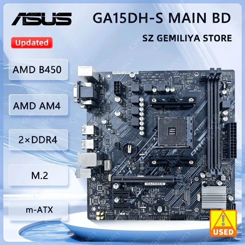 ASUS B450M B450 เมนบอร์ด GA15DH‐S MAIN BD AM4 รองรับ Ryzen 5 5600G 5700 5300G 5700 3900 1500 CPUs DD