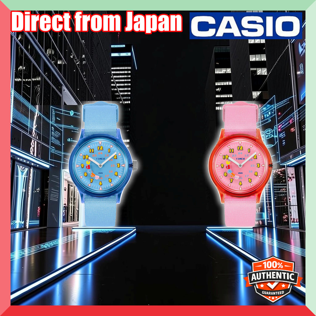 TIMEX PAC-MAN Camper Quartz Watch - Unisex 36MM Water-Resistant Timepiece in Pink and Light Blue นาฬ