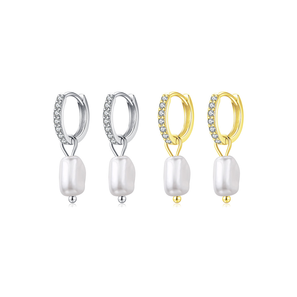 MODIAN MODIAN S925 เงินสเตอร์ลิง Baroque เลียนแบบต่างหูเพชรมุกเวอร์ชั่นเกาหลี Elegant High-End ต่างห
