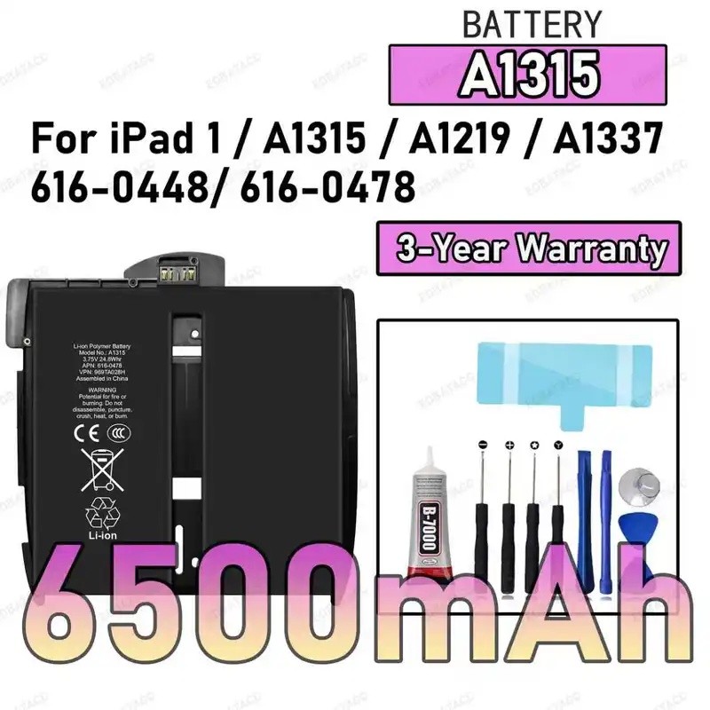 100% ใหม่คุณภาพสูง A1315 6500mAh แบตเตอรี่สําหรับ IPAD 1/A1219/A1337/616-0448/616-0478 แท็บเล็ตแบตเต