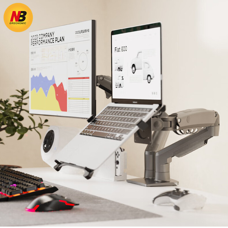 คลังสินค้าพร้อม [ขาตั้งจอภาพ] NB Notebook Two-in-One Dual-Screen Computer Monitor Stand หมุนถาดยืดไส