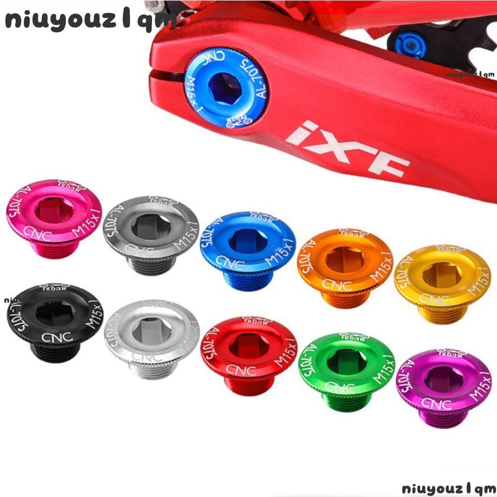NIUYONI จักรยาน Crankset Crank Cover, M15 ชิ้นส่วนจักรยาน Chainwheel Cranks สกรู, อลูมิเนียมอัลลอยด์ Hollow แบบบูรณาการทนทาน Hollowtech Crank Bolt