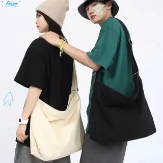 FAVOR Messenger Bag, Canvas กระเป๋าสะพายอเนกประสงค์, Korean Large Capacity Travel Tote Bag Woman Men