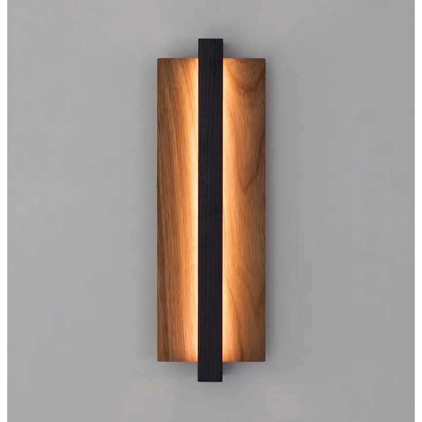 UKAU ร้อนขายโครงการที่กําหนดเองโมเดิร์น LED โคมไฟติดผนังแนวตั้ง Minimalist Oak ไม้สีดําทองแดง Wall S