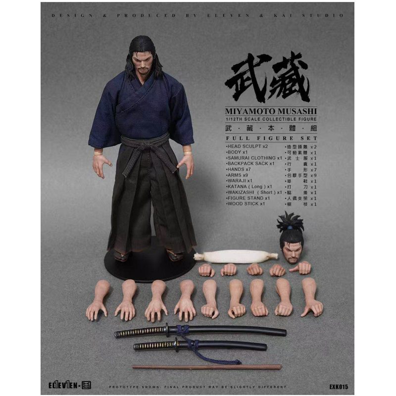 Authentic Original Design ELEVEN X KAI STUDIO EXK015 1/12 Miyamoto Musashi Articulated Action Figure