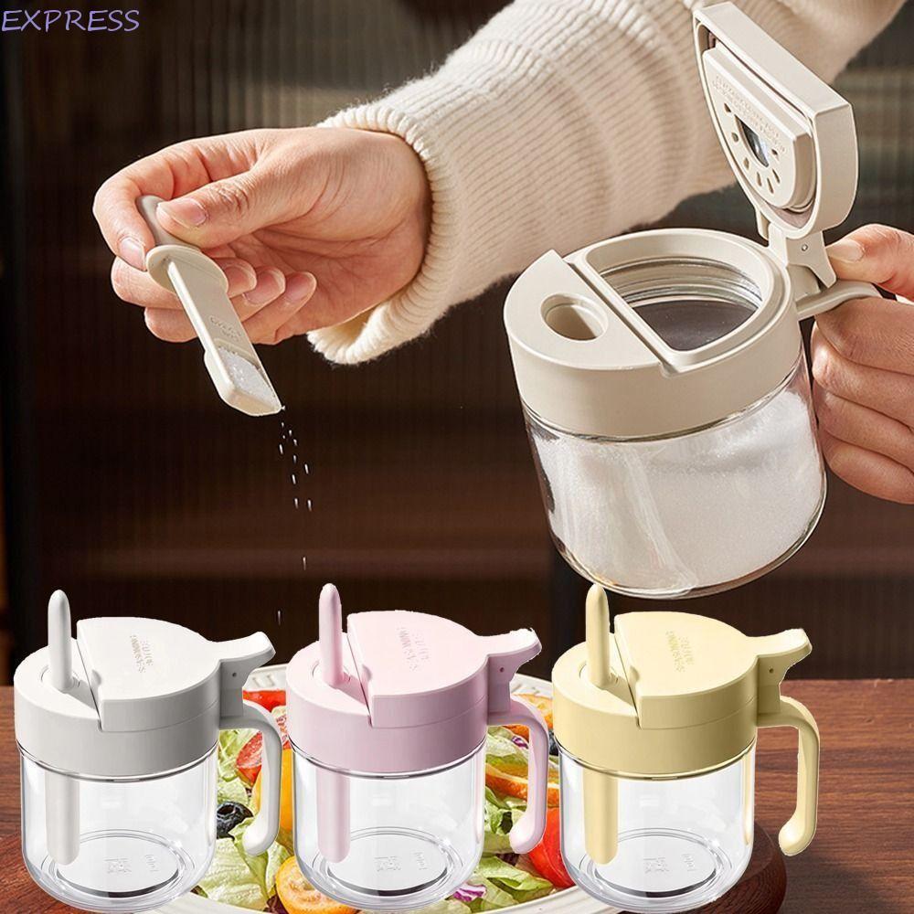 ภาชนะปรุงรส EXPRESS, ปิดผนึก Leakproof Airtight เครื่องปรุงรส Organizer, ที่เก็บอเนกประสงค์ Moisture-proof พร้อมช้อนจับสบายกล่องเก็บเกลือ Kitchen Organizer