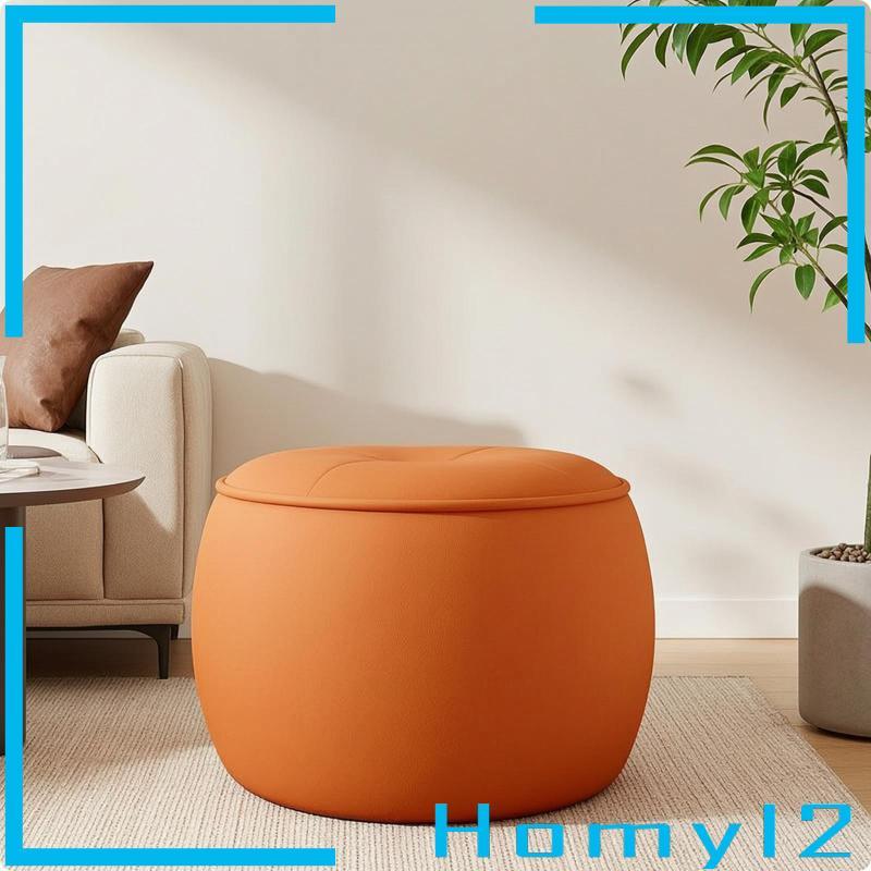 [HOMYL2] Round Ottoman Compact Upholstered Ottoman Round Stool Backless Pouf มัลติฟังก์ชั่นสําหรับห้
