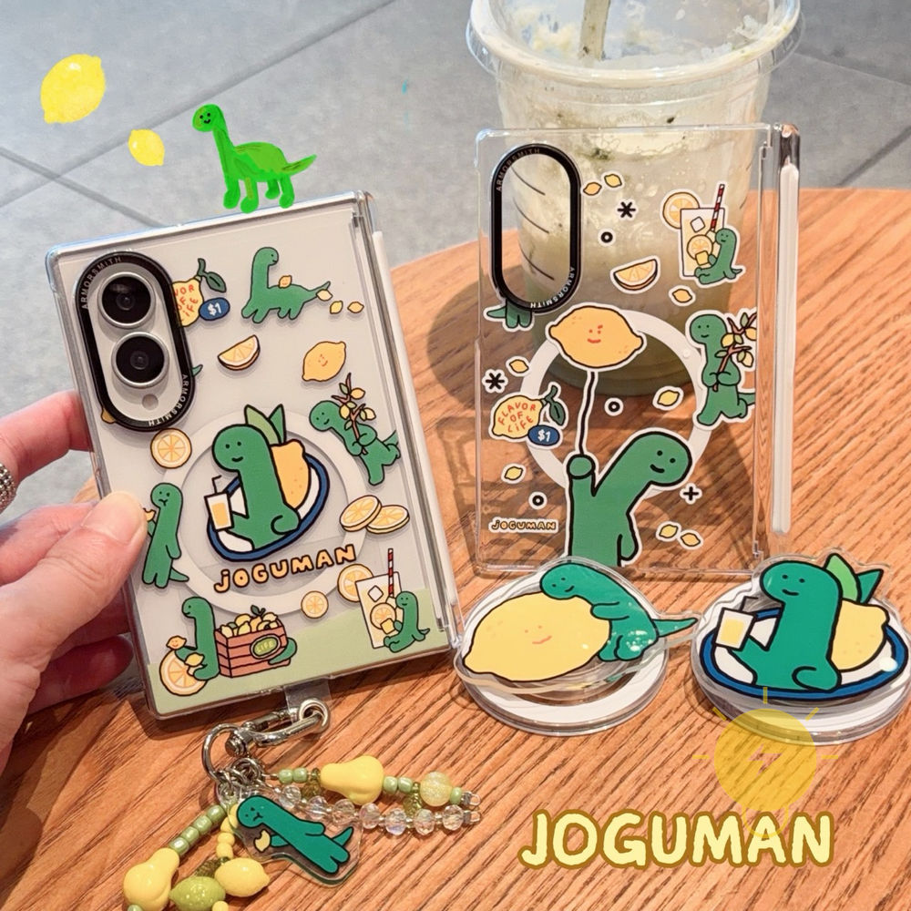 For เคสไอโฟน Magnetic TPU Chain Dinosaur Lemon Translucent Dragon Metal เคส Phone Case For SAMSUNG Galaxy Z Fold 8 Ultra Z Fold 8 7 Cover Aesthetic Korean Cute เคสโทรศัพท์