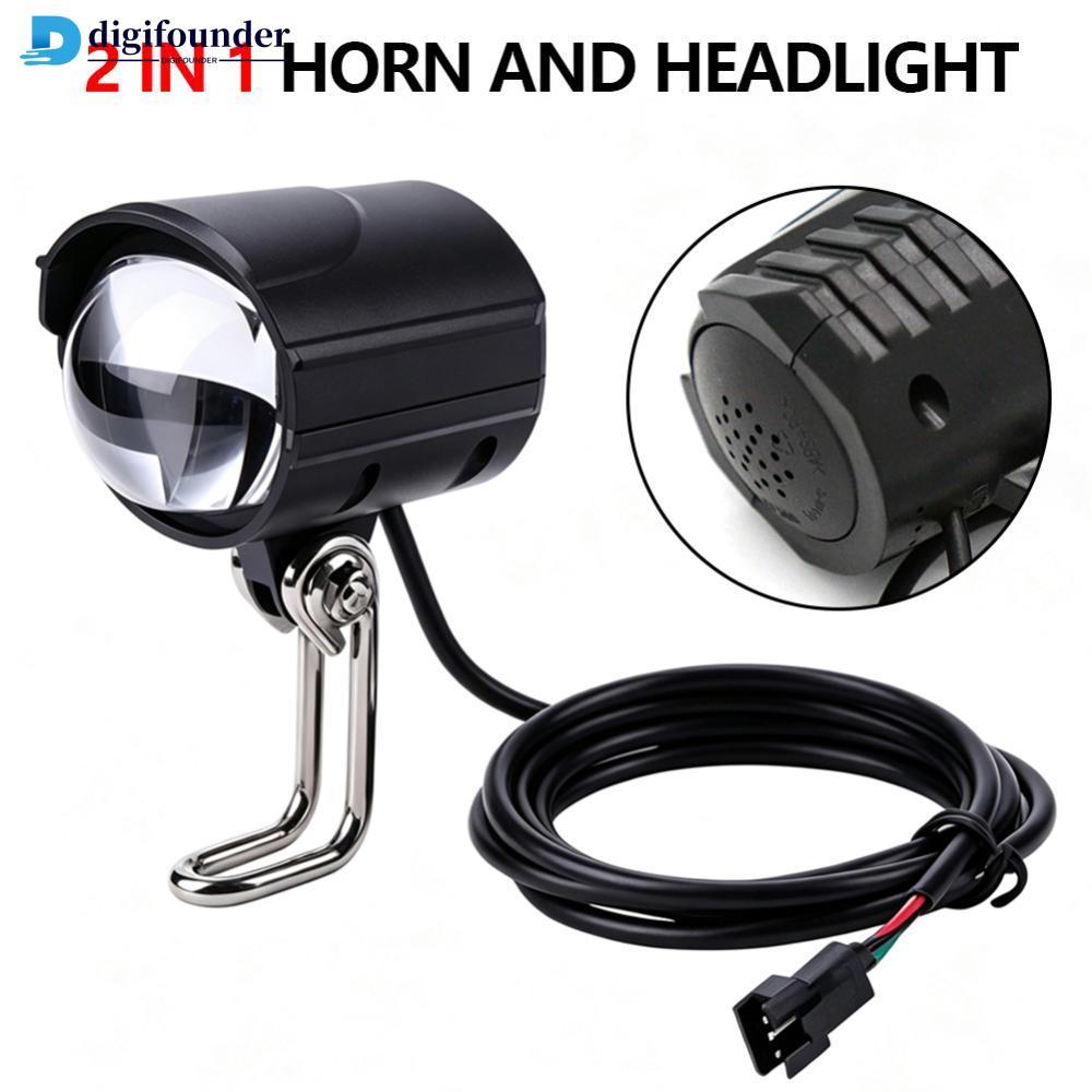 DIGIFOUNDER 36V 48V 60V 80V ไฟฟ้าจักรยานรถจักรยานยนต์ LED Len ไฟหน้า Horn สกู๊ตเตอร์ Ebike E จักรยาน