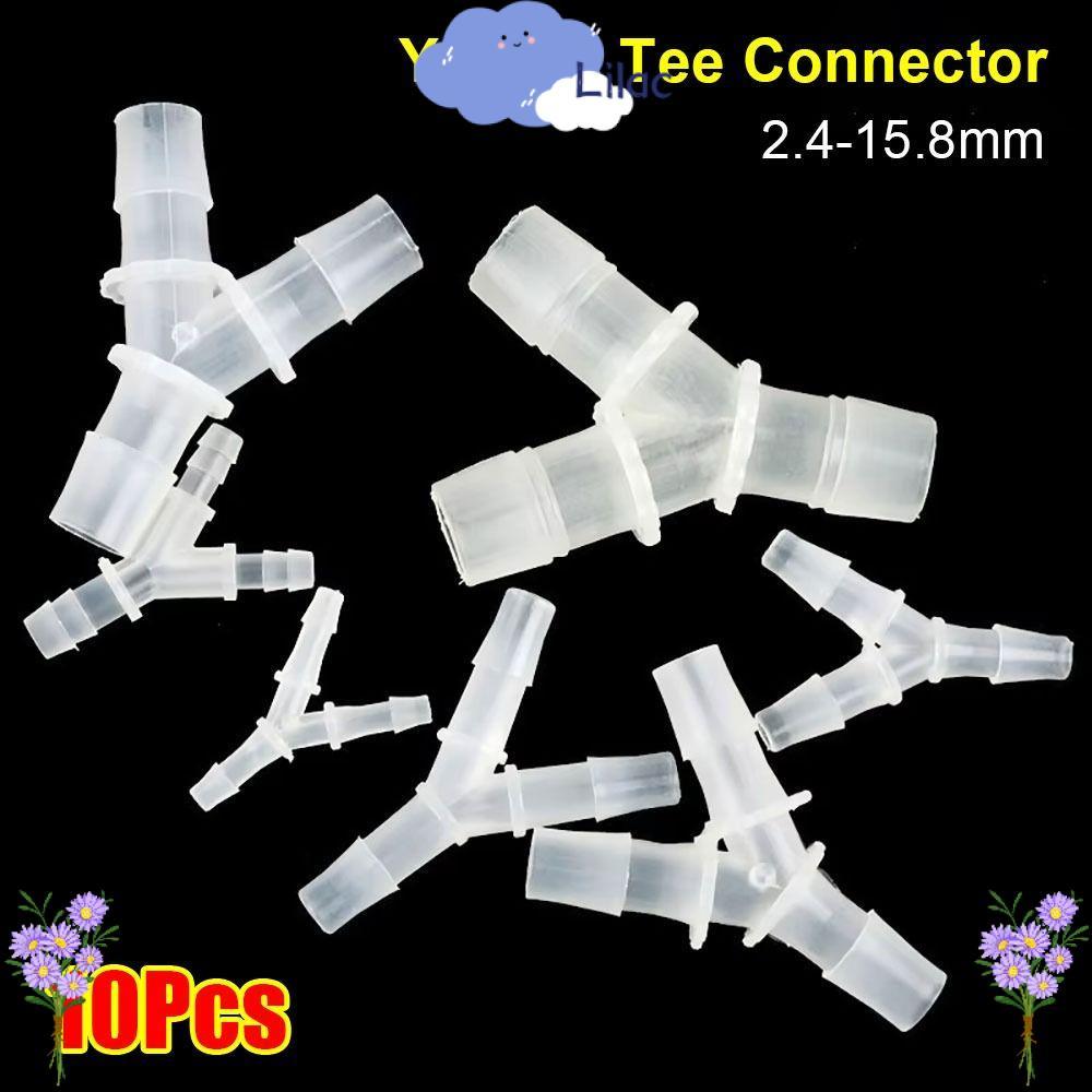 LILAC 10 ชิ้น Y-Type Tee Connector, นุ่ม 2.4-15.8 มิลลิเมตร 3 ทาง Connector, PP PE ท่อพลาสติกอุปกรณ์