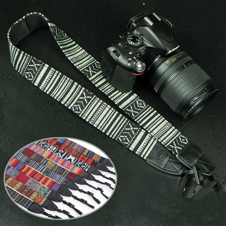 สายคล้องกล้อง Slr สายคล้องคอเดี่ยวขนาดเล็กเหมาะสําหรับการถ่ายภาพ Canon Slr Sony Fuji Retro Striped S