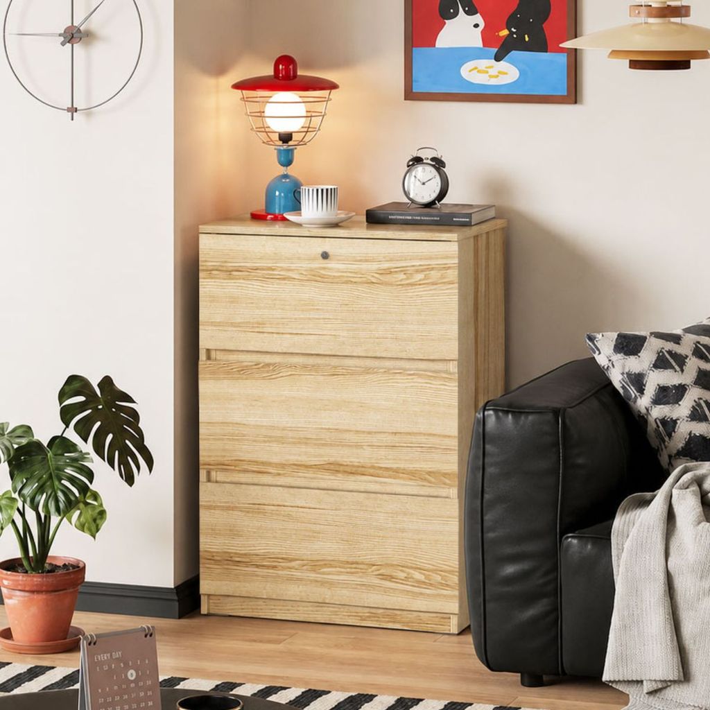 Koncept Furniture ตู้เตี้ยลิ้นชัก รุ่น Poppy ขนาด 64 ซม. สีไม้อ่อน (64x39x89) แบรนด์ KONCEPT FURNITURE
