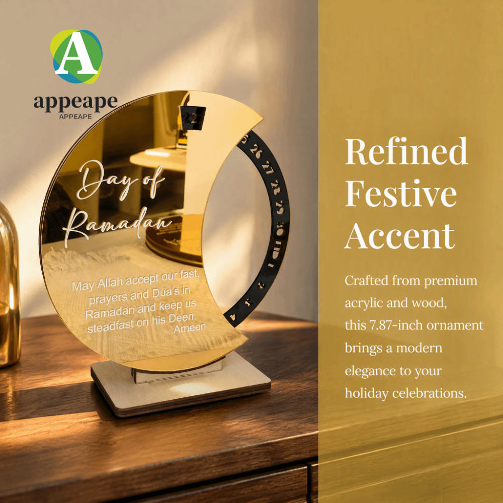 APPEAPE ปฏิทินตั้งโต๊ะ Crescent, 7.87x7.87.87in กระจกทอง Moon Table Ornament, Table Centerpiece Rota