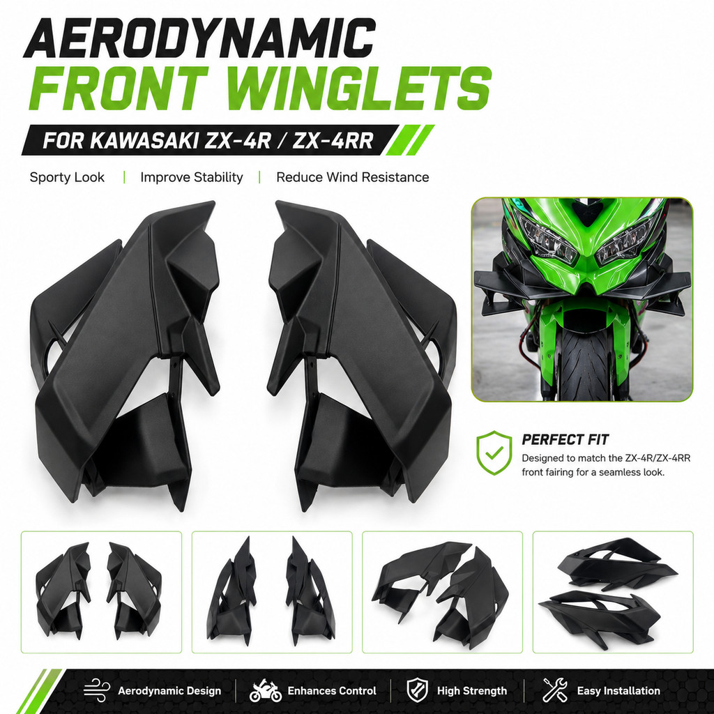 สําหรับ Kawasaki ZX4R ZX-4RR รถจักรยานยนต์ GP สปอยเลอร์ด้านหน้า Winglet Fairing Cover Racing อุปกรณ์