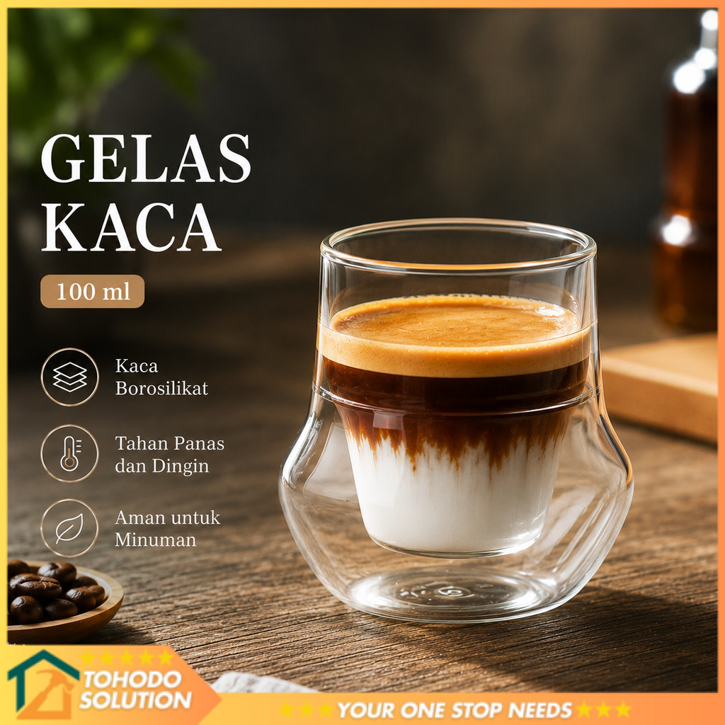 One Two Cups Aesthetic Coffee Glass Double Wall Glass 100ml - SN520