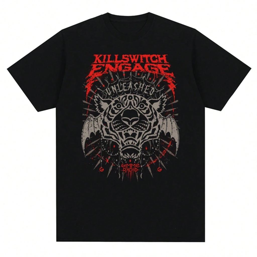 ผ้าฝ้ายแท้สีดําเสื้อ T Killswitch Engage การออกแบบตลกพิมพ์ Basic T เสื้อผู้ชายและผู้หญิงเสื้อลําลองแขนสั้น Streetwear